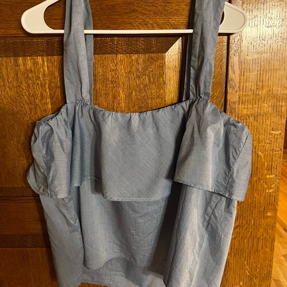 Who What Wear Chambray Ruffle Tank EUC Women’s XL - Picture 4 of 7